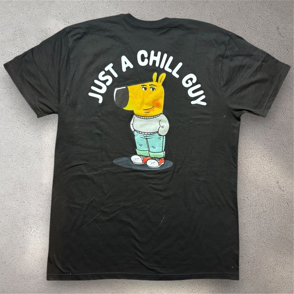 Phillip Bankss Just A Chill Guy Graphic T-Shirt Mens Medium Black Meme Tee